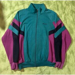 Vintage MacGregor Full Zip Sweatshirt Mens XL Track Jacket Warm Up Green/Purple